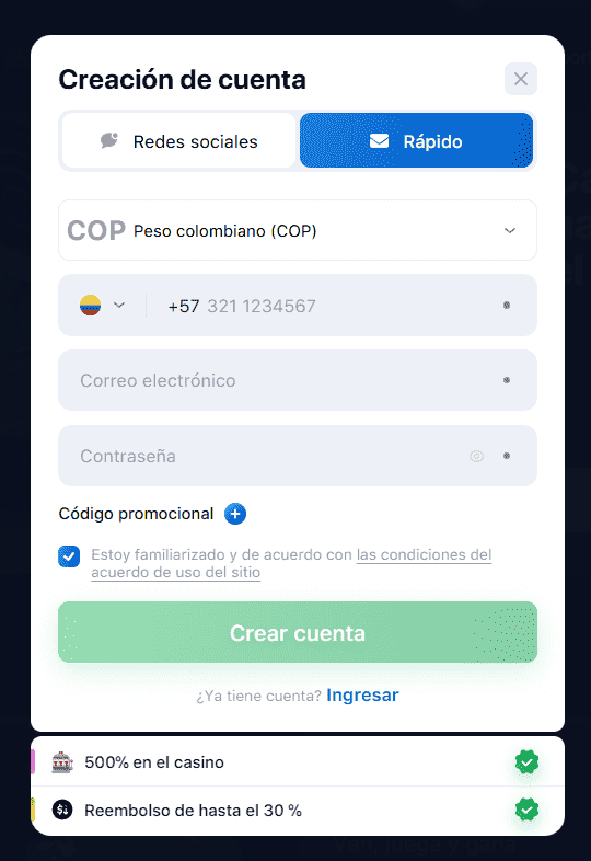 Cómo registrarse rápidamente en 1win Colombia