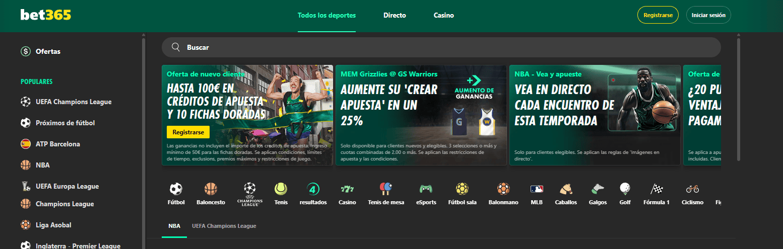 Bonos y ofertas disponibles en Bet365
