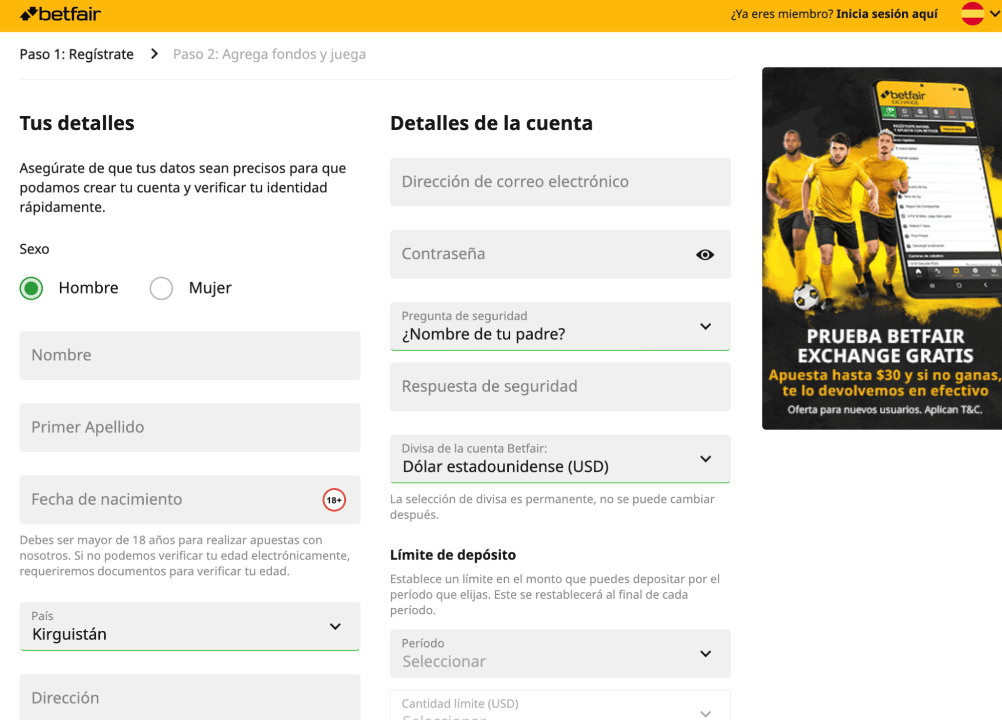 Registro y Funcionamiento de Betfair