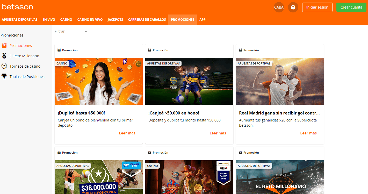 Bonos y Promociones de Betsson Argentina