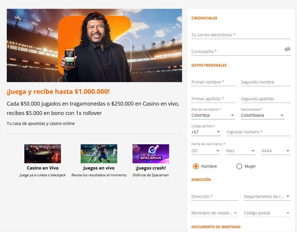 registrar una cuenta en el sitio web de Betsson Colombia en pocos pasos