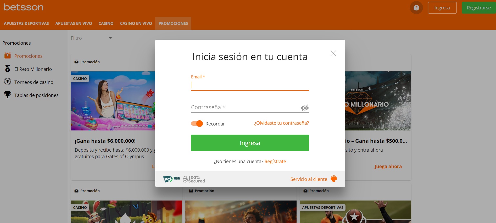 Registro y uso de Betsson Casino online