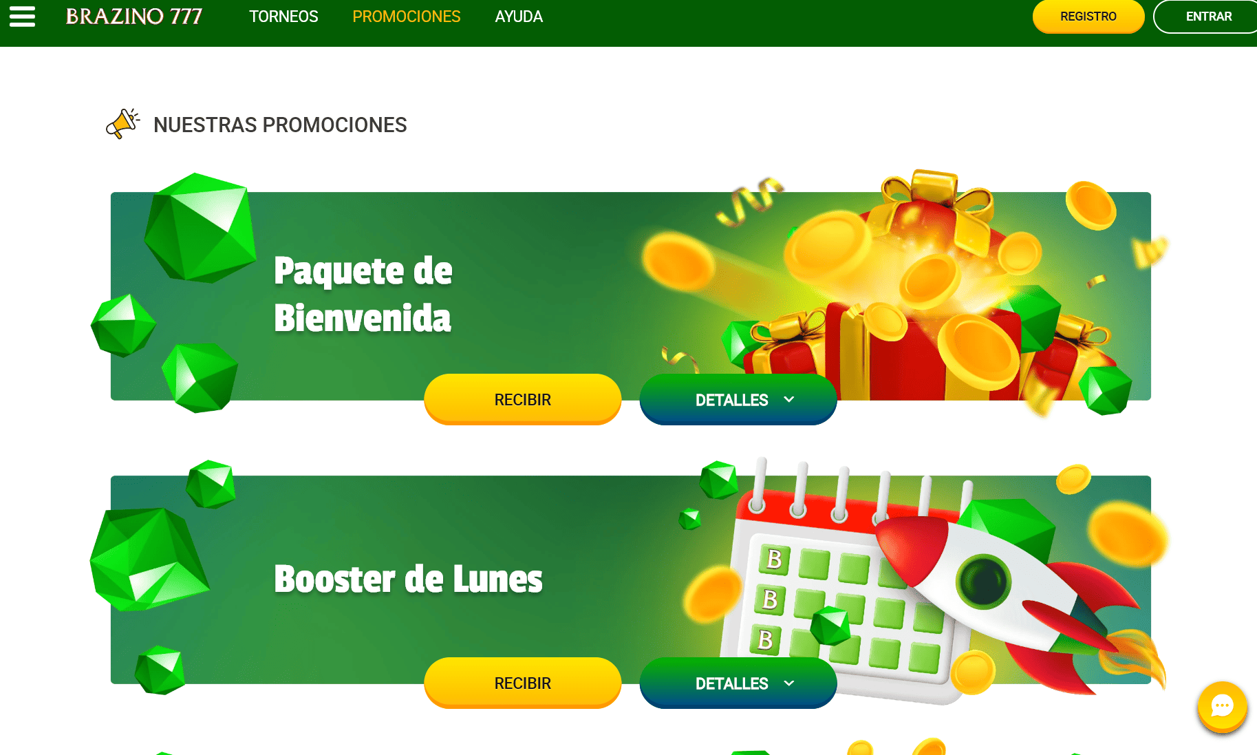 bonos disponibles en Brazino777