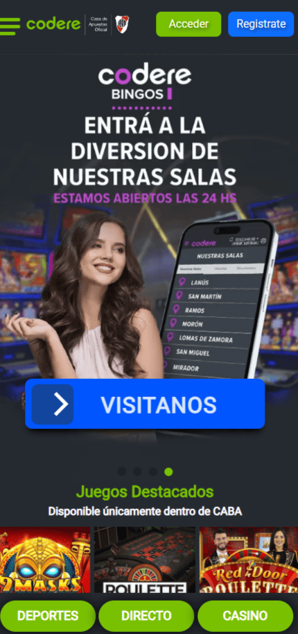 App móvil del casino online Codere para Argentina