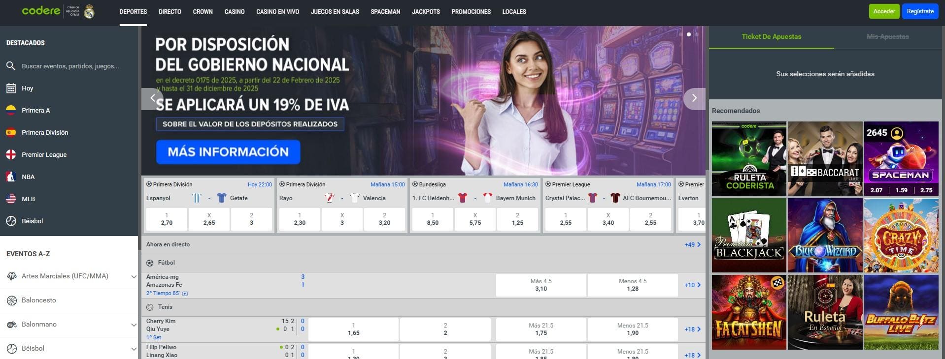 plataforma Codere en Colombia