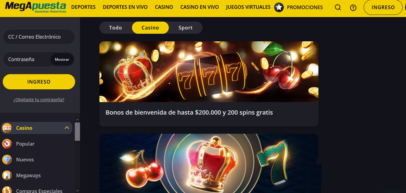 Bonos Más Importantes en el Casino MegApuesta