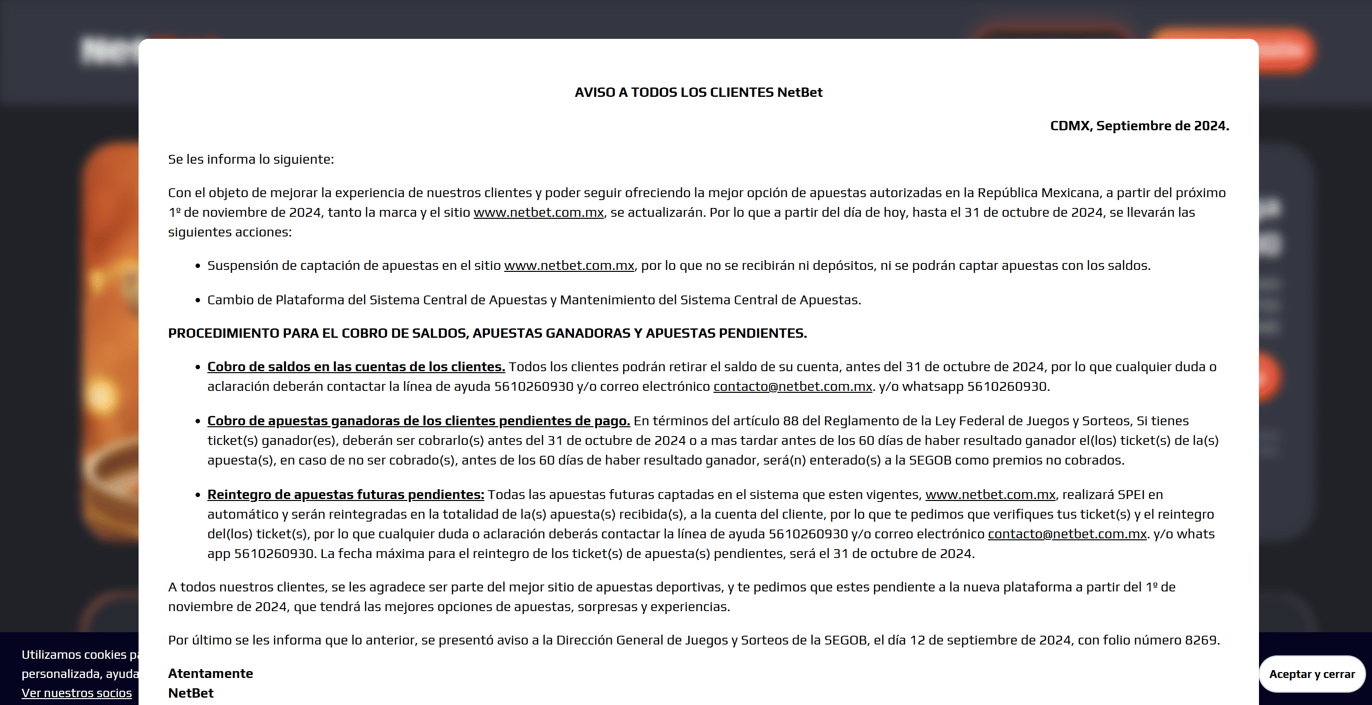 El NetBet no funciona con jugadores Mexico 