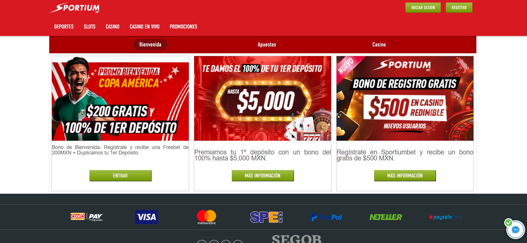 Bonos y promociones en Sportium México