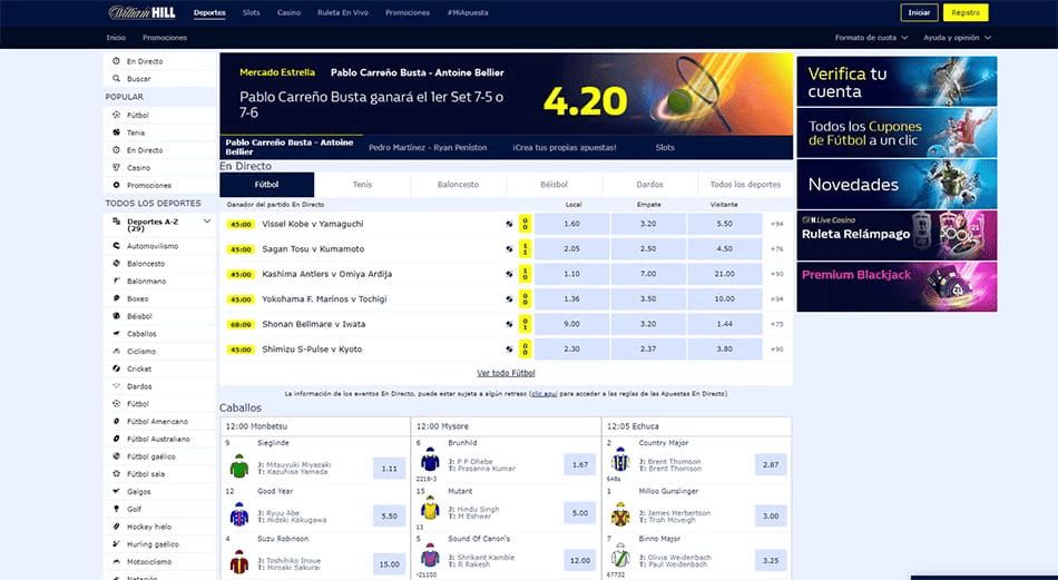 segura es la plataforma de William Hill en Colombia
