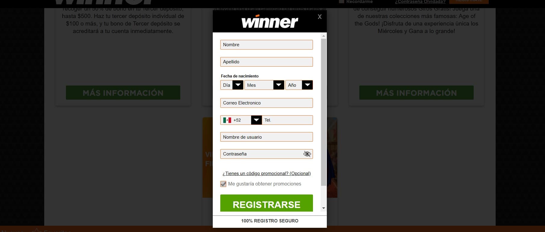 Cómo registrarse en el ganador