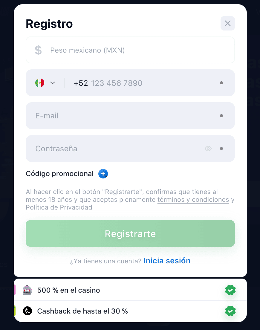 registrado en 1win